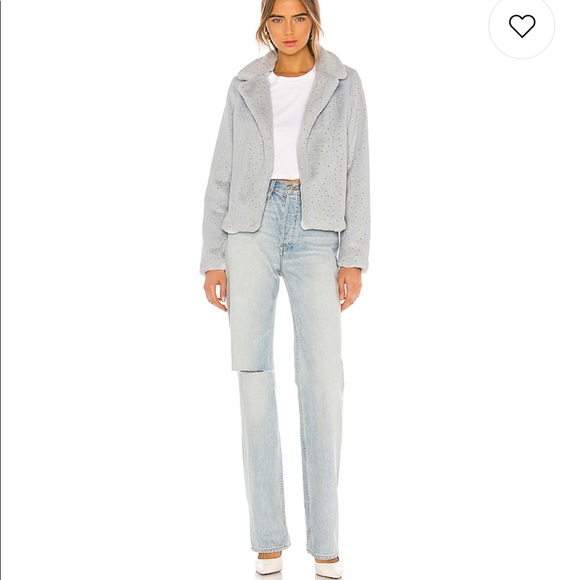 NWT superdown Roxy FaxFur Goat Grey Metallic Stars - Picture 4 of 6